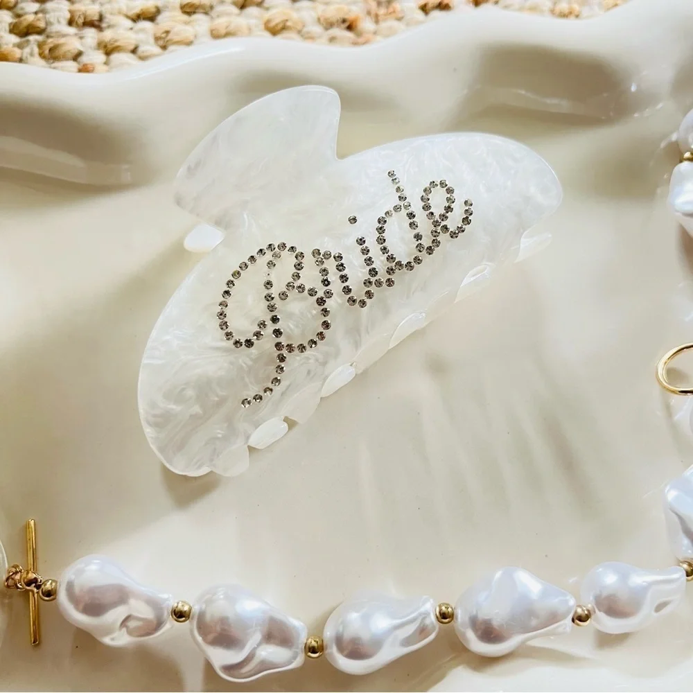 Bride rhinestone acrylic hair clip